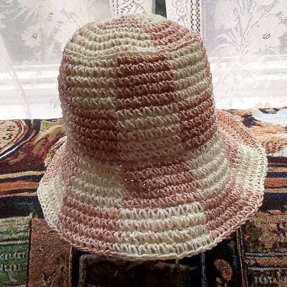 Wyeth Summer Hat Square Accents Weaved or Woven Straw One Size NWOT - Picture 1 of 7